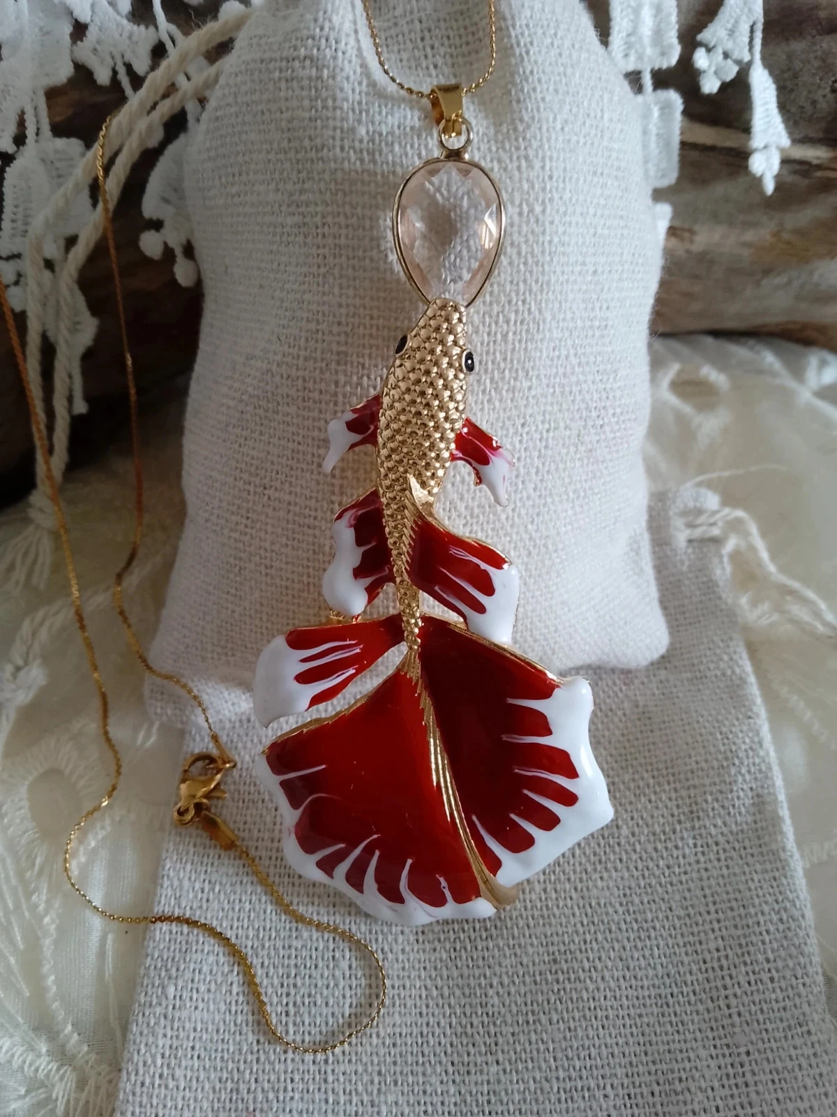 Collier poisson avec pierre de cristal de roche – photo 2